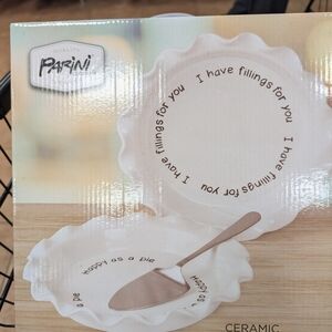 Parini White Ceramic Pie Plate